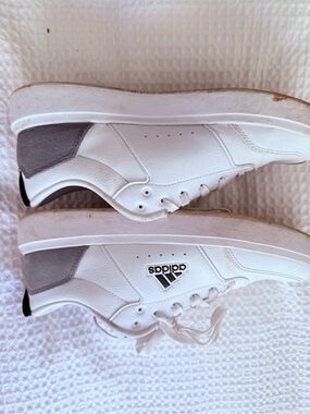 adidas White Sneakers with Gray Heel Panel